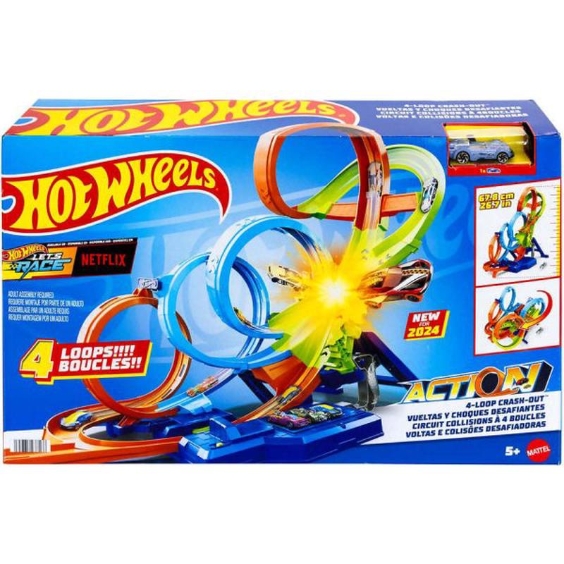 Hot Wheels  Action 4 Loop Crashout Trackset  Mattel